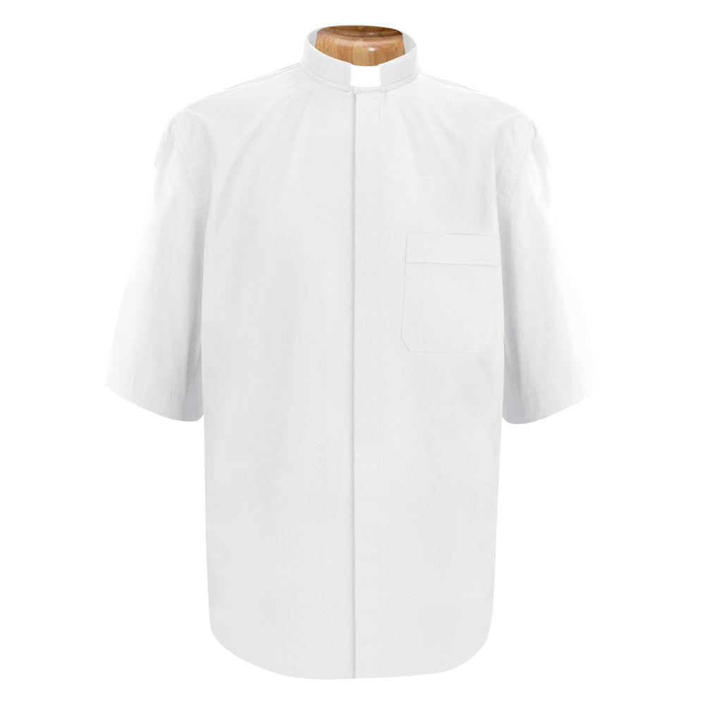 White Short Sleeve Clergy Shirt