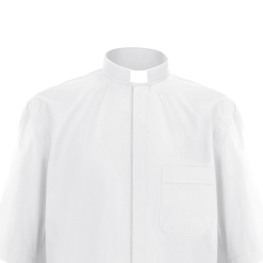 White Short Sleeve Clergy Shirt