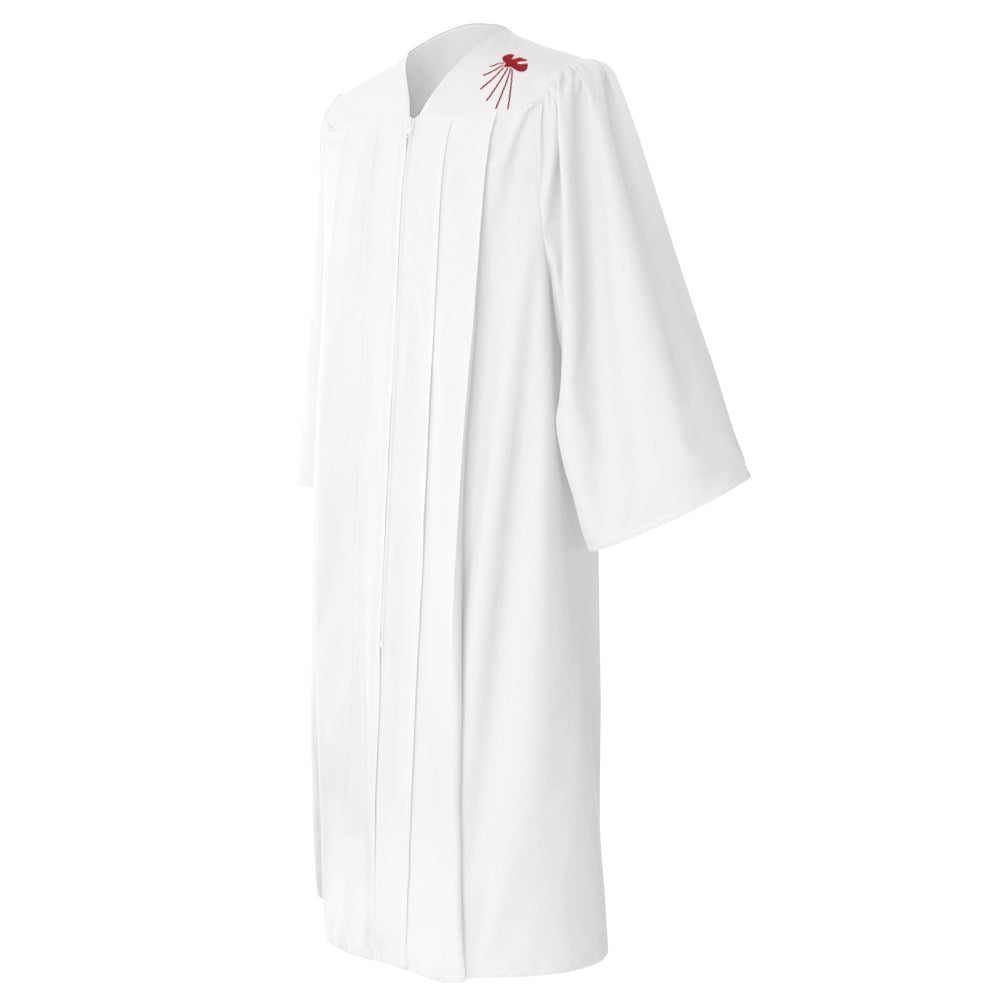 White Confirmation Robe With Dove